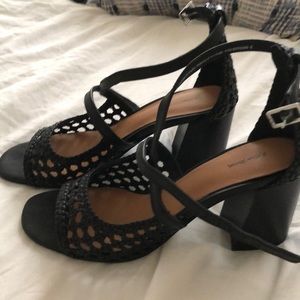 Woven heeled sandals, never been worn!